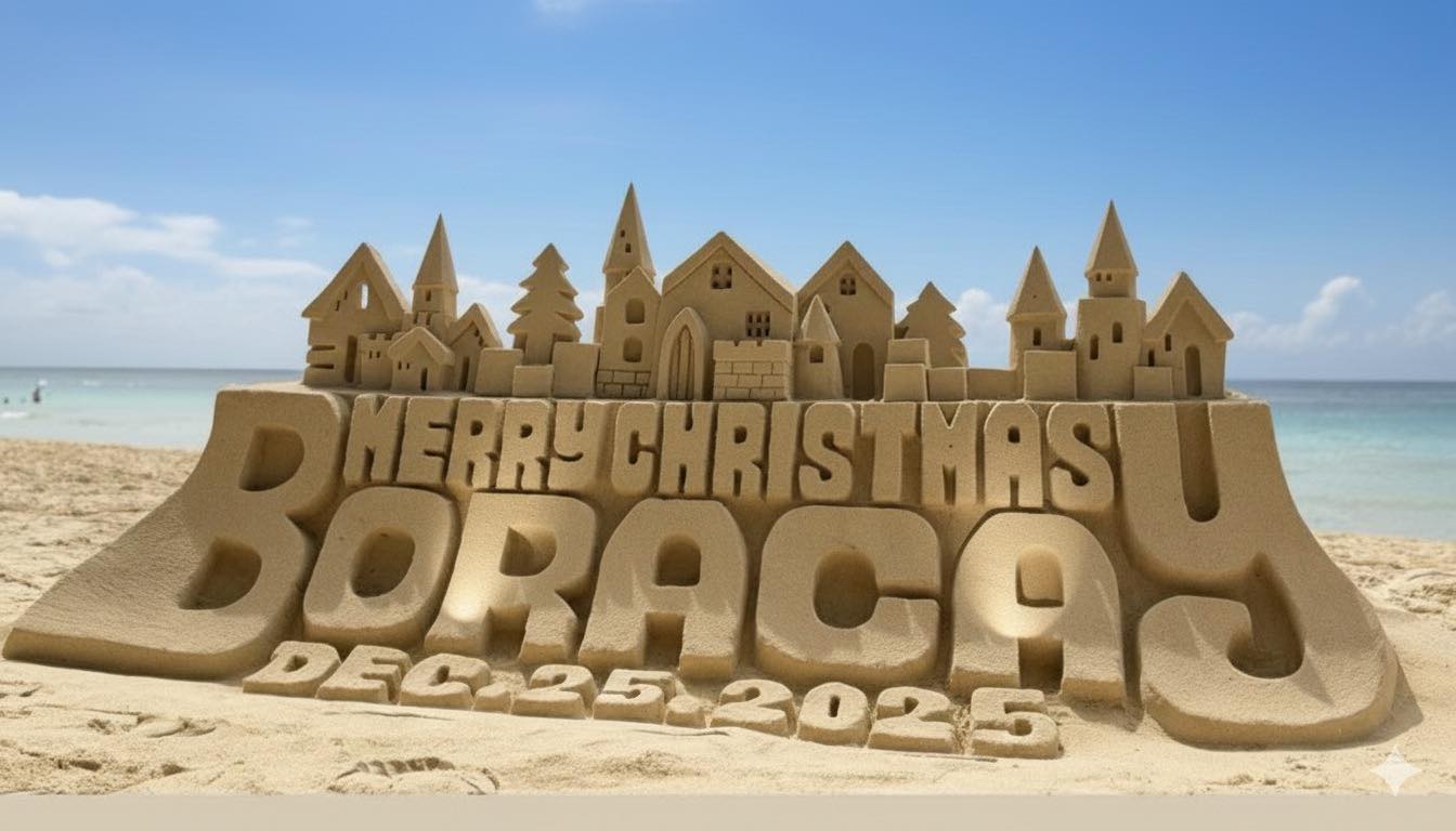 Boracay Christmas sand castle on the beach